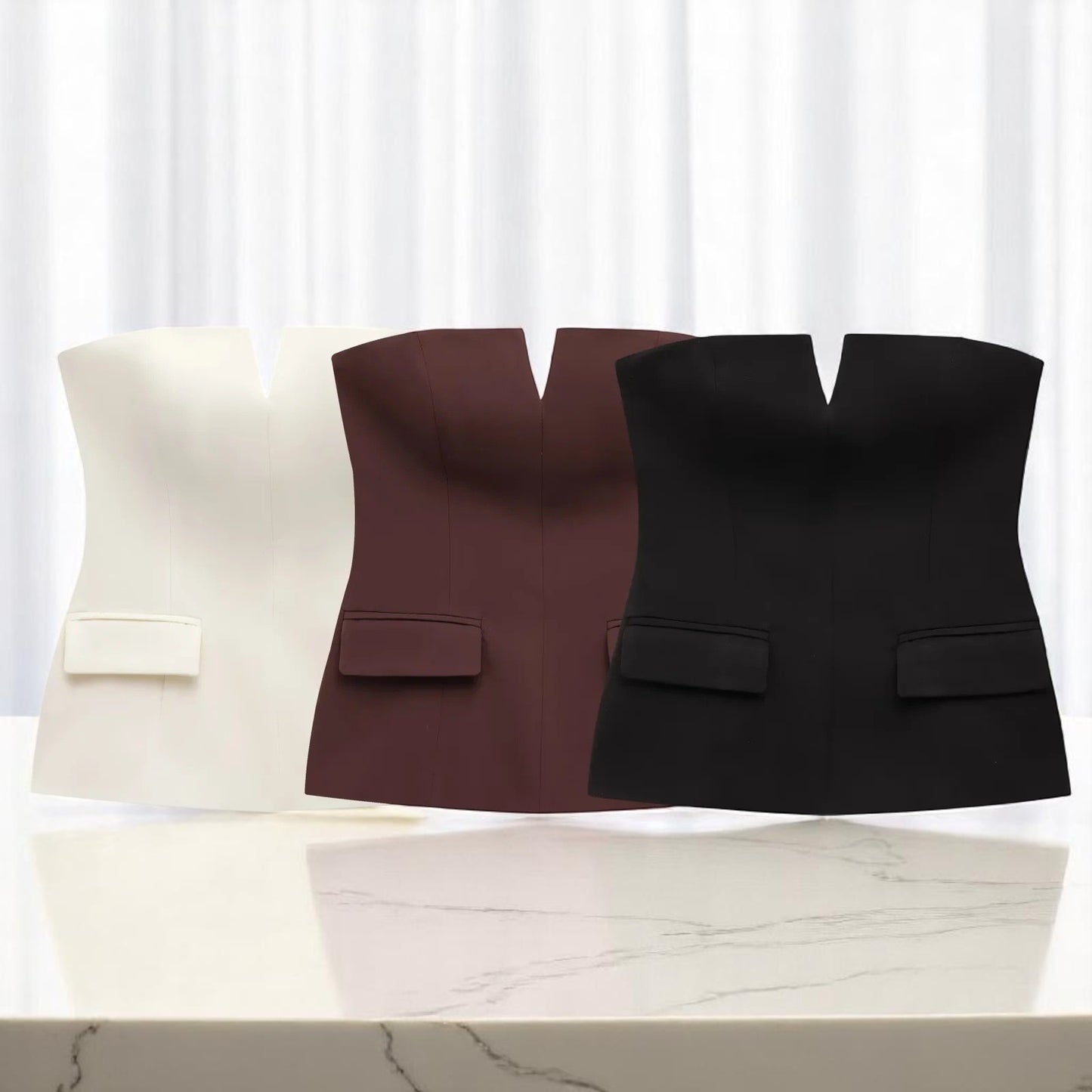 Top Tube Sans Bretelles Femme – Haut Court Uni Élégant