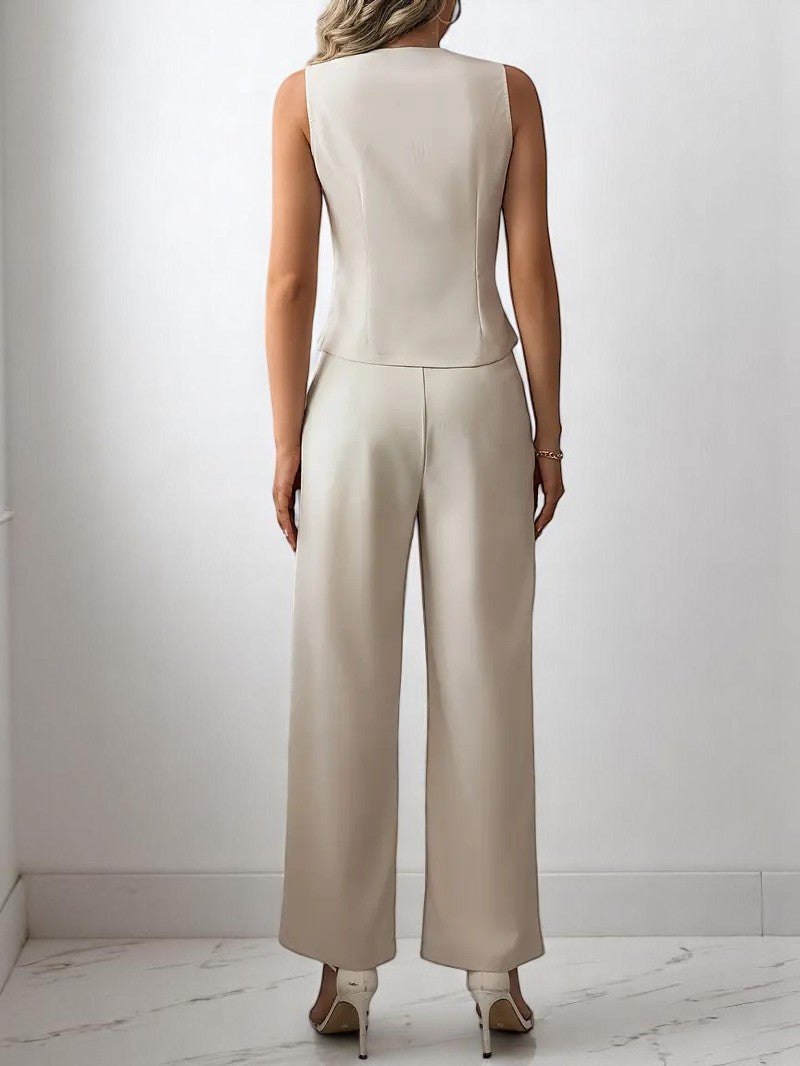 Ensemble casual chic femme avec gilet et pantalon – Look décontracté élégant
