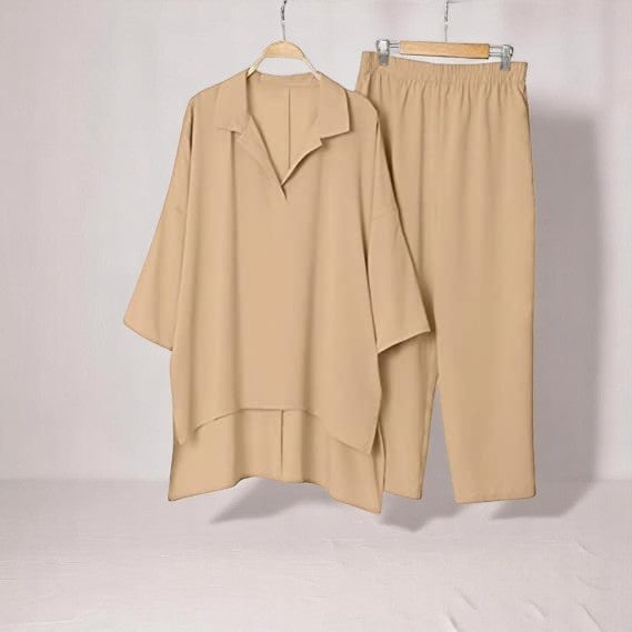 Ensemble Femme Large et Élégant – Disponible en Camel, Gris et Noir | Look Chic et Confortable