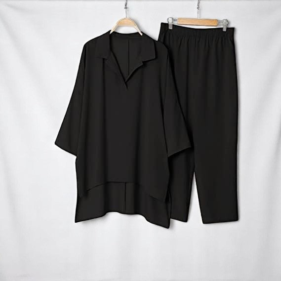 Ensemble Femme Large et Élégant – Disponible en Camel, Gris et Noir | Look Chic et Confortable