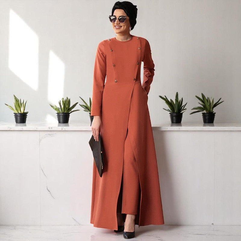 Robe Cape Élegante – Tenue de Soirée Modeste & Pantalon Minimaliste - Feliccia